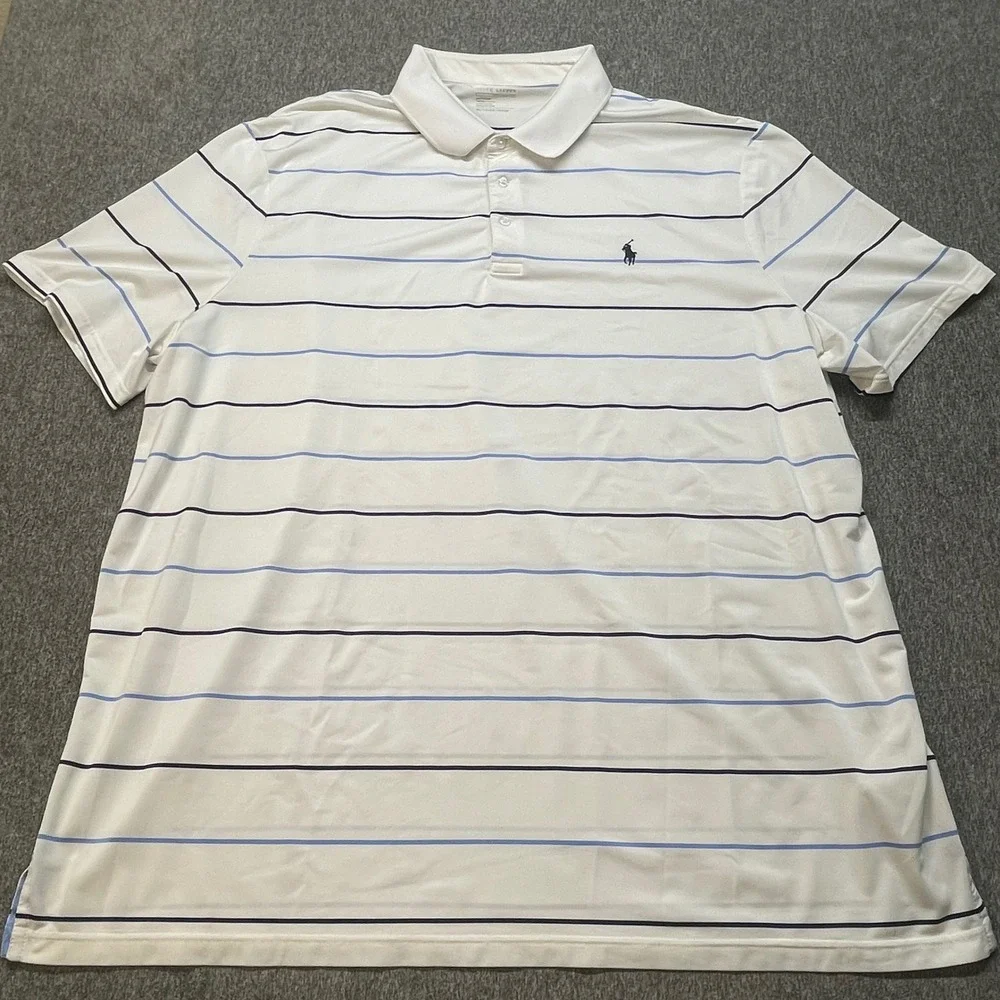 Polo Ralph Lauren Performance Mens XXL Striped Golf Polo Shirt Stretch‎